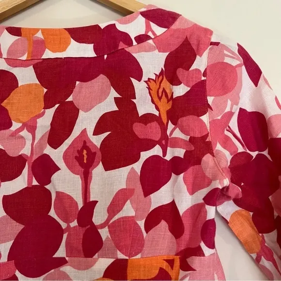 BODEN Pink 100% Linen Tropical Floral Print Tunic Dress
