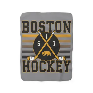Boston Hockey Crossed Sticks Sherpa Fleece Blanket