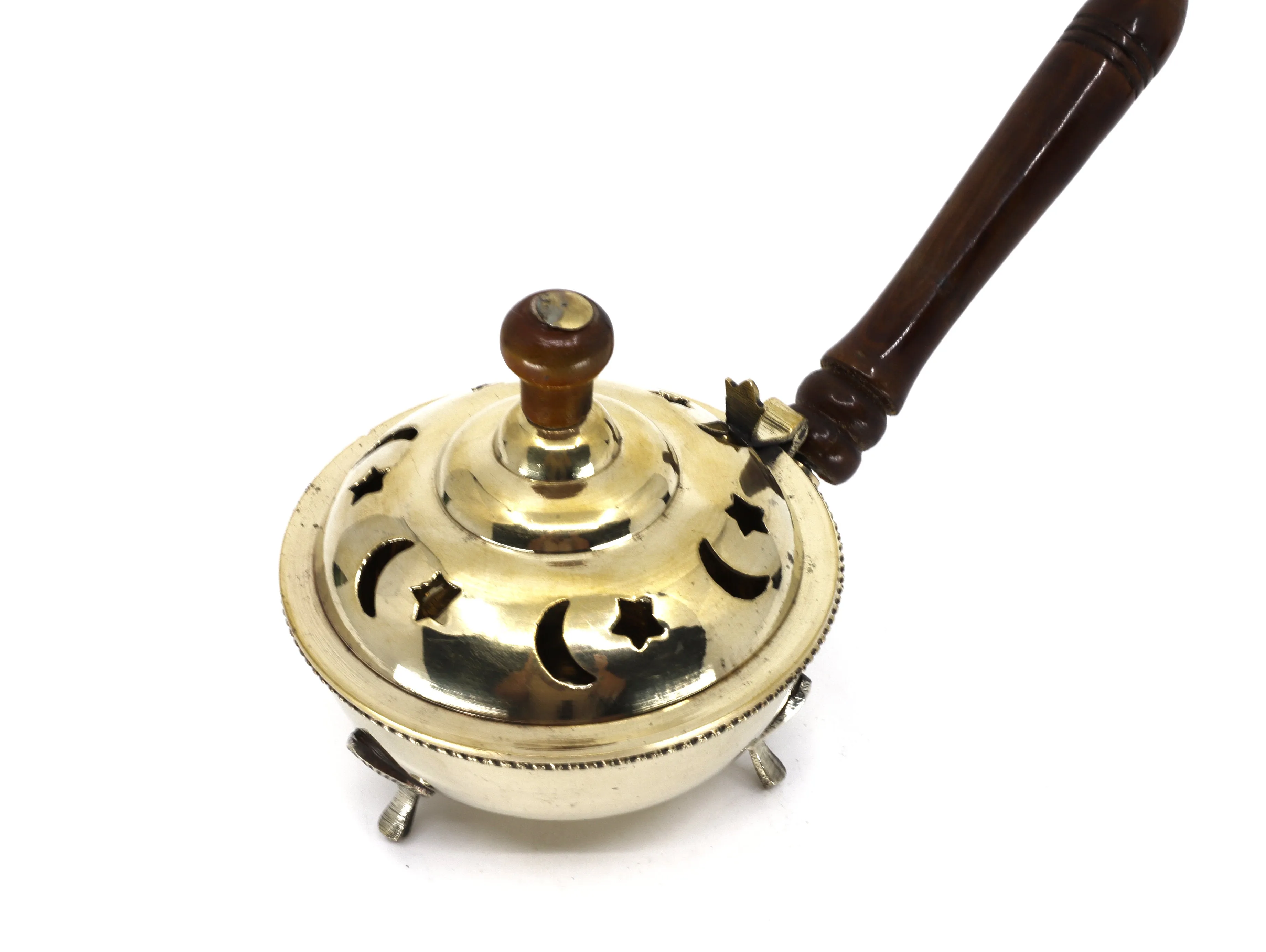 Brass Resin Burner with wood handle