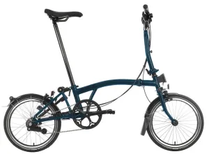 Brompton C Line M6L Black Edition Folding Bike - Ocean Blue