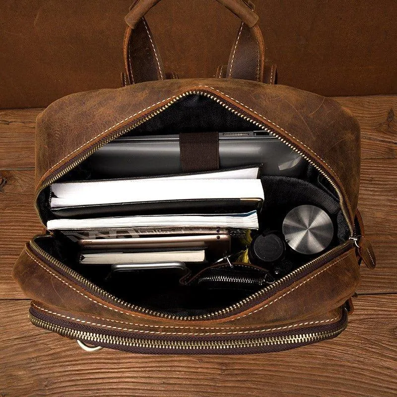 Brown Vintage Leather Backpack Laptop for Men