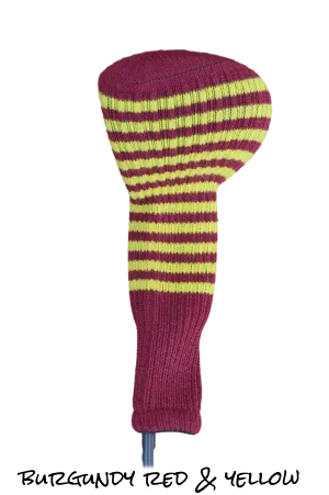 Burgundy Red and Yellow Club Sock Golf Headcover
