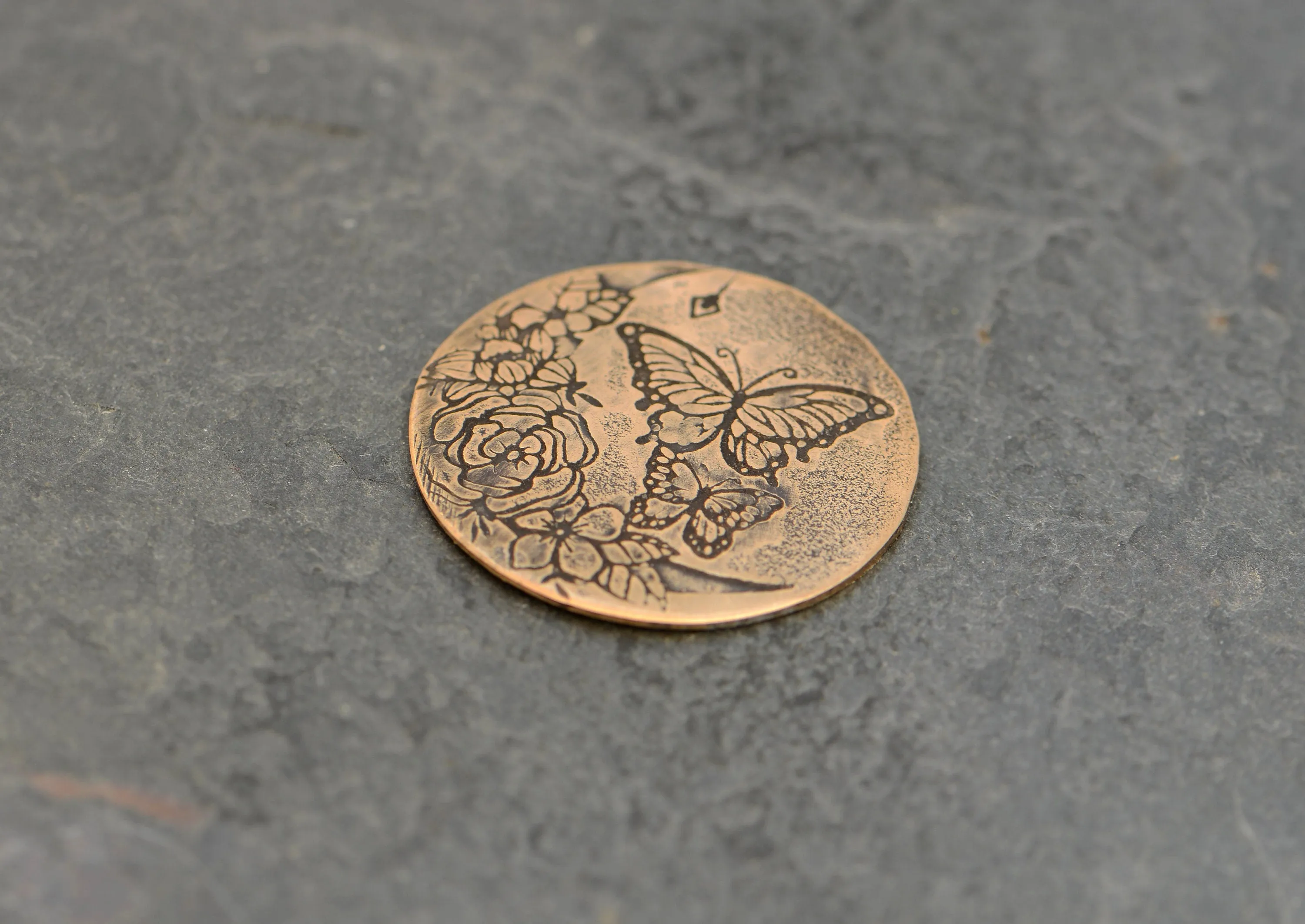 Butterfly and Floral Artistic Copper Golf Ball Marker