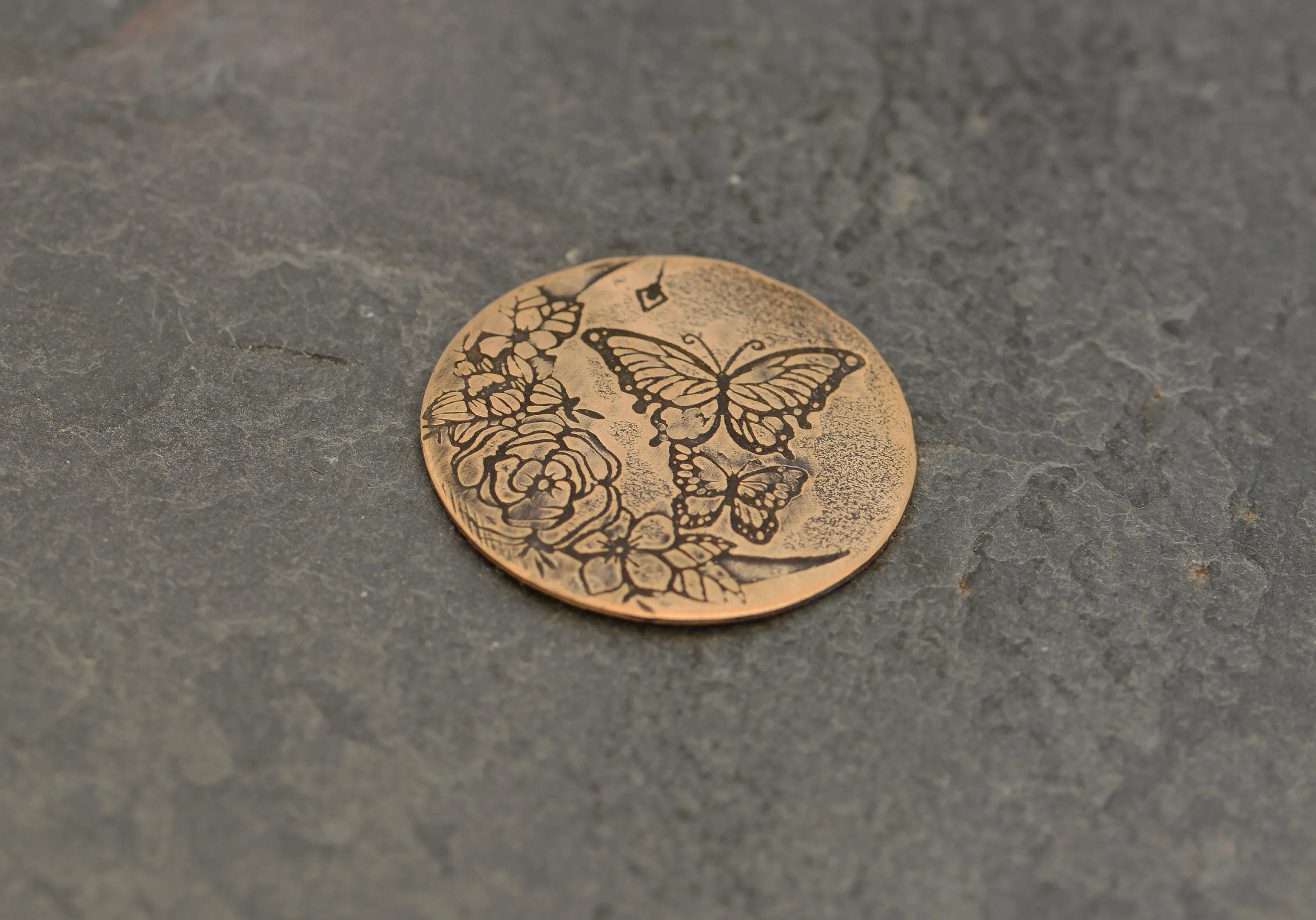 Butterfly and Floral Artistic Copper Golf Ball Marker