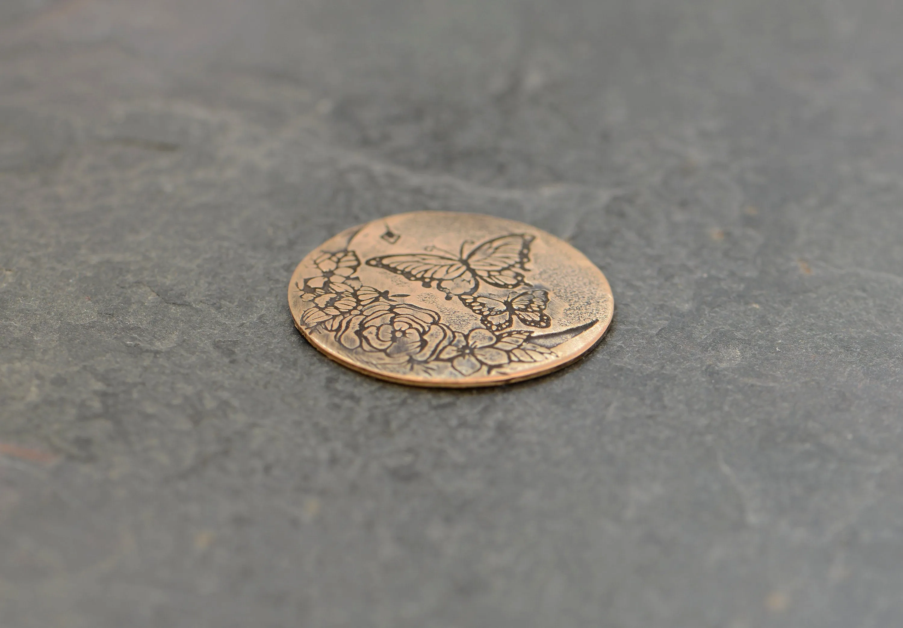 Butterfly and Floral Artistic Copper Golf Ball Marker