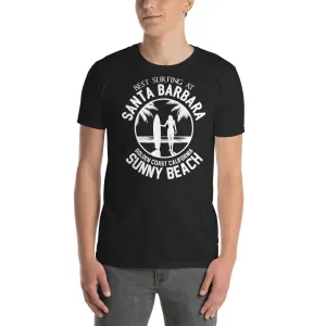 Buy Best Surfing at Santa Barbara  Golden Coast California Sunny Beach T-Shirt for Men in Black