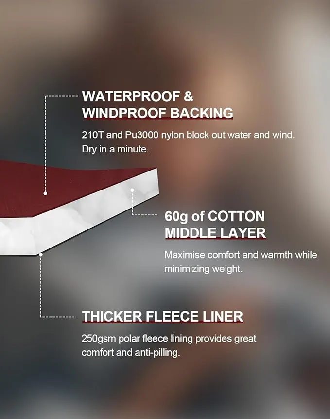 C-LIGHT Outdoor Hooded Blanket, Wearable Stadium Blankets Waterproof Windproof, Emergency Warm Blanket for Rain&Cold Weather - Perfect for Picnic, Camping, Outdoor Sports, Stadium,Beach (WineRed)