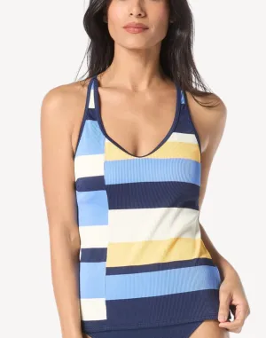 Cabana Stripe Rib Ambition Tankini Top