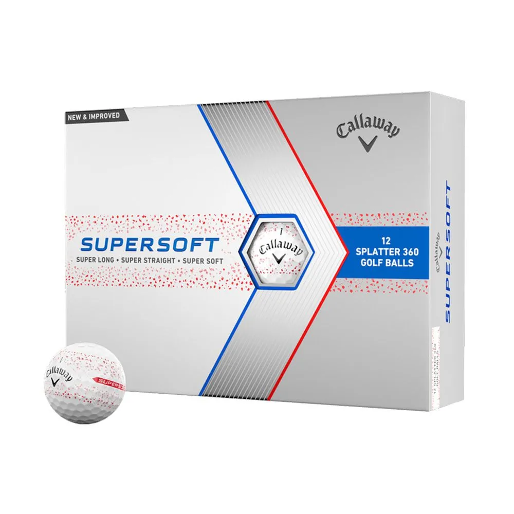 Callaway Supersoft Splatter 360 Golf Balls - White/Red