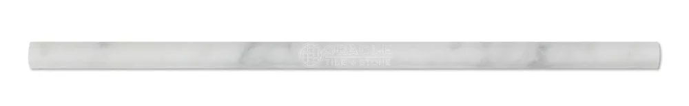 Carrara White Italian (Bianco Carrara) Marble 1/2 X 12 Pencil Liner Trim Molding (1, Honed)