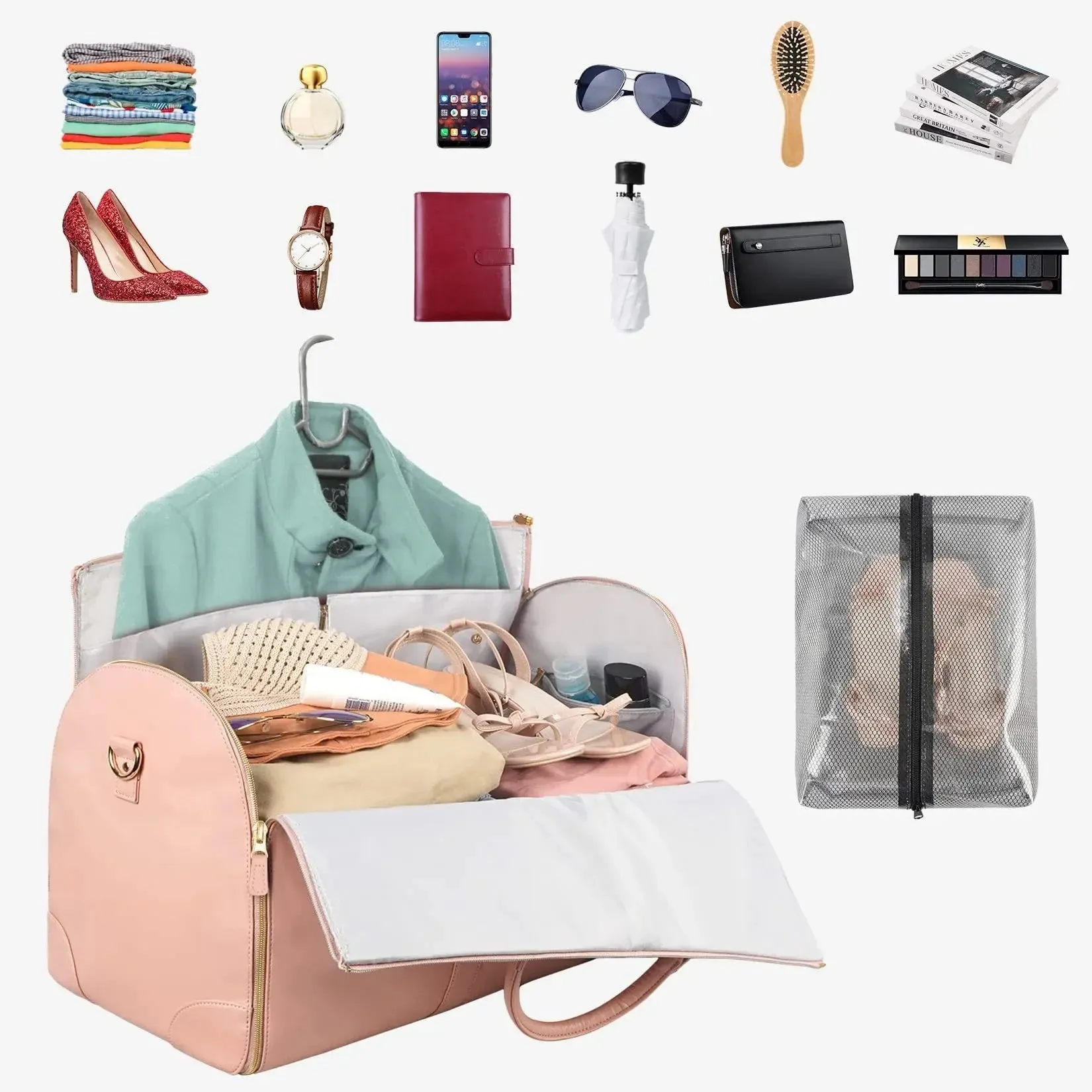 Carry-On Foldable PU Leather Garment Bag