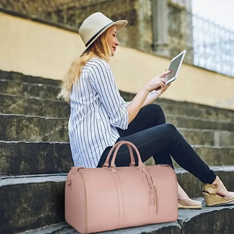 Carry-On Foldable PU Leather Garment Bag