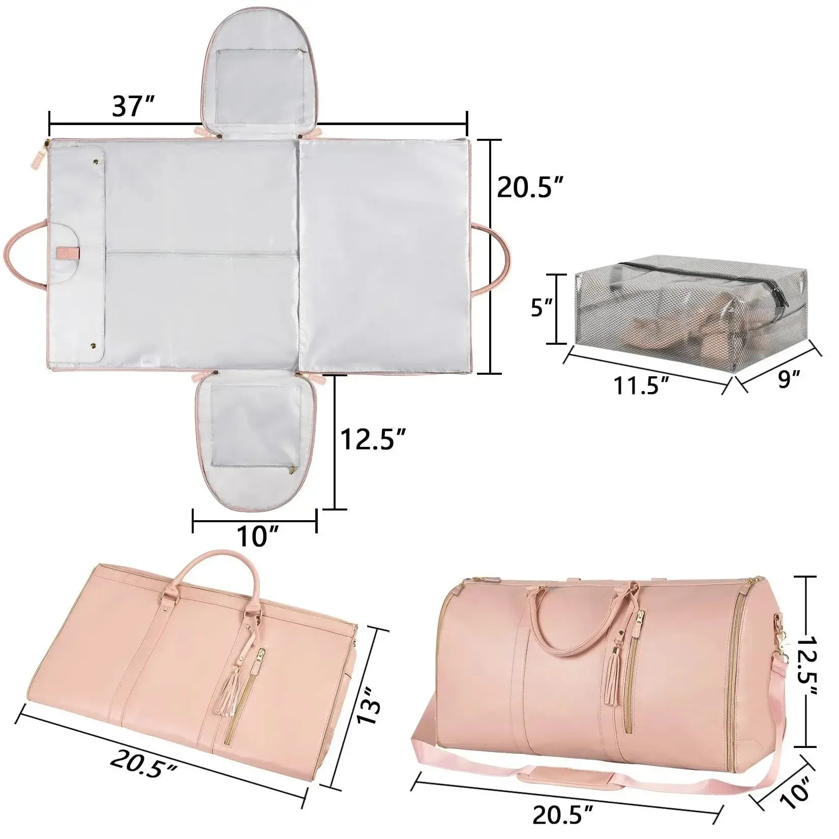 Carry-On Foldable PU Leather Garment Bag