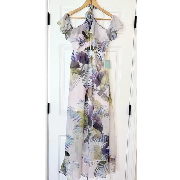 CeCe by Cynthia Steffe Tropical Cold Shoulder Maxi Dress NWT Size 2 (XS)