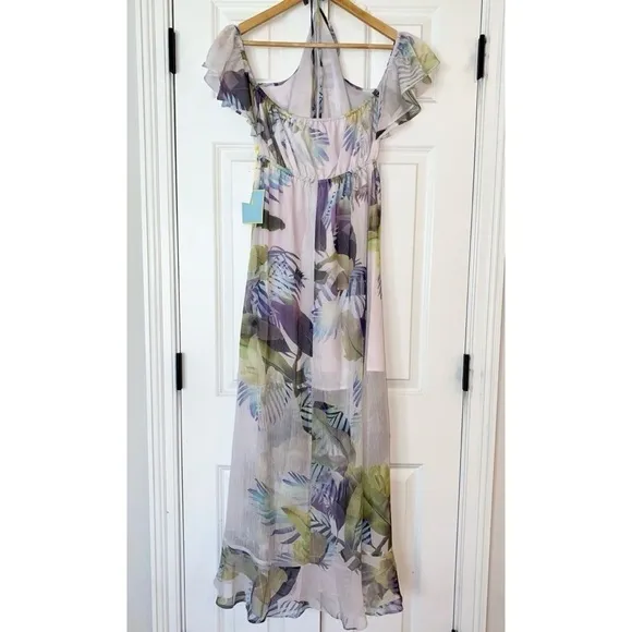 CeCe by Cynthia Steffe Tropical Cold Shoulder Maxi Dress NWT Size 2 (XS)