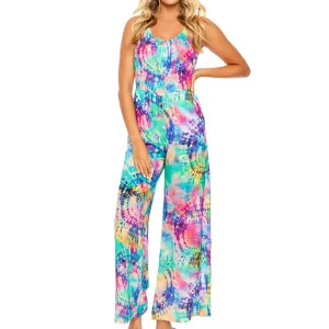 CELESTIAL DREAMS - Drawstring Neckline Wide Leg Jumpsuit