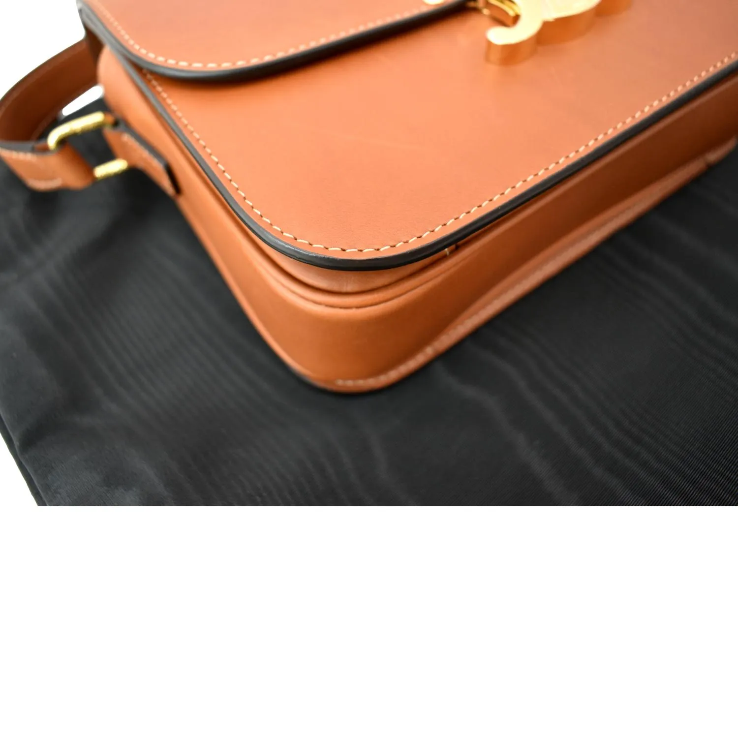 CELINE Classique Triomphe Calfskin Leather Shoulder Bag Tan