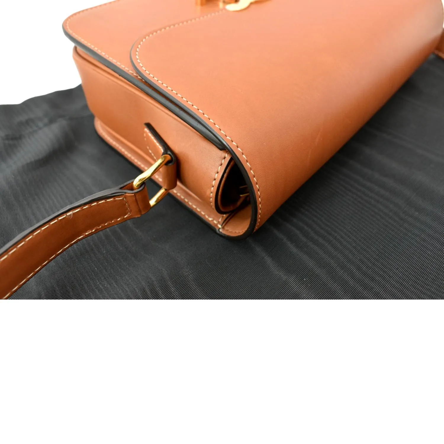 CELINE Classique Triomphe Calfskin Leather Shoulder Bag Tan