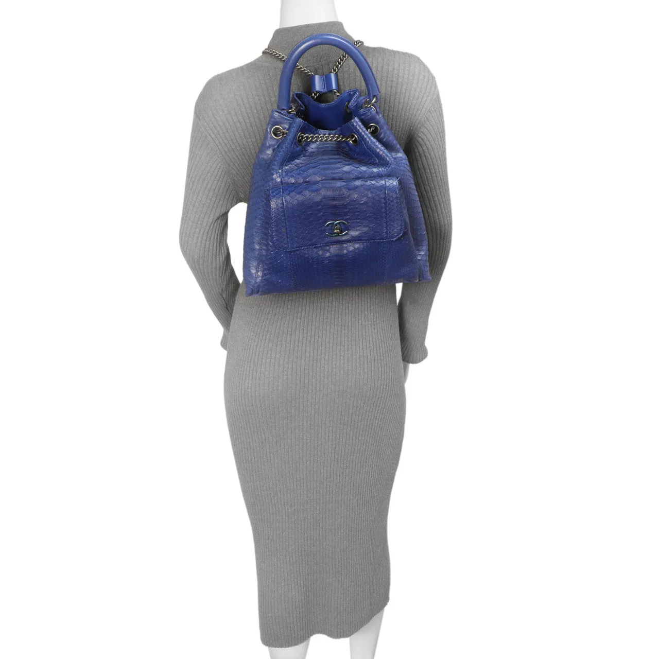 Chanel Blue Python Urban Luxury Drawstring Backpack