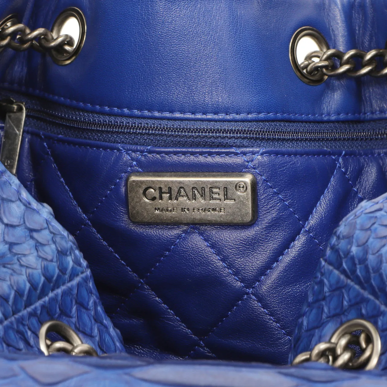 Chanel Blue Python Urban Luxury Drawstring Backpack