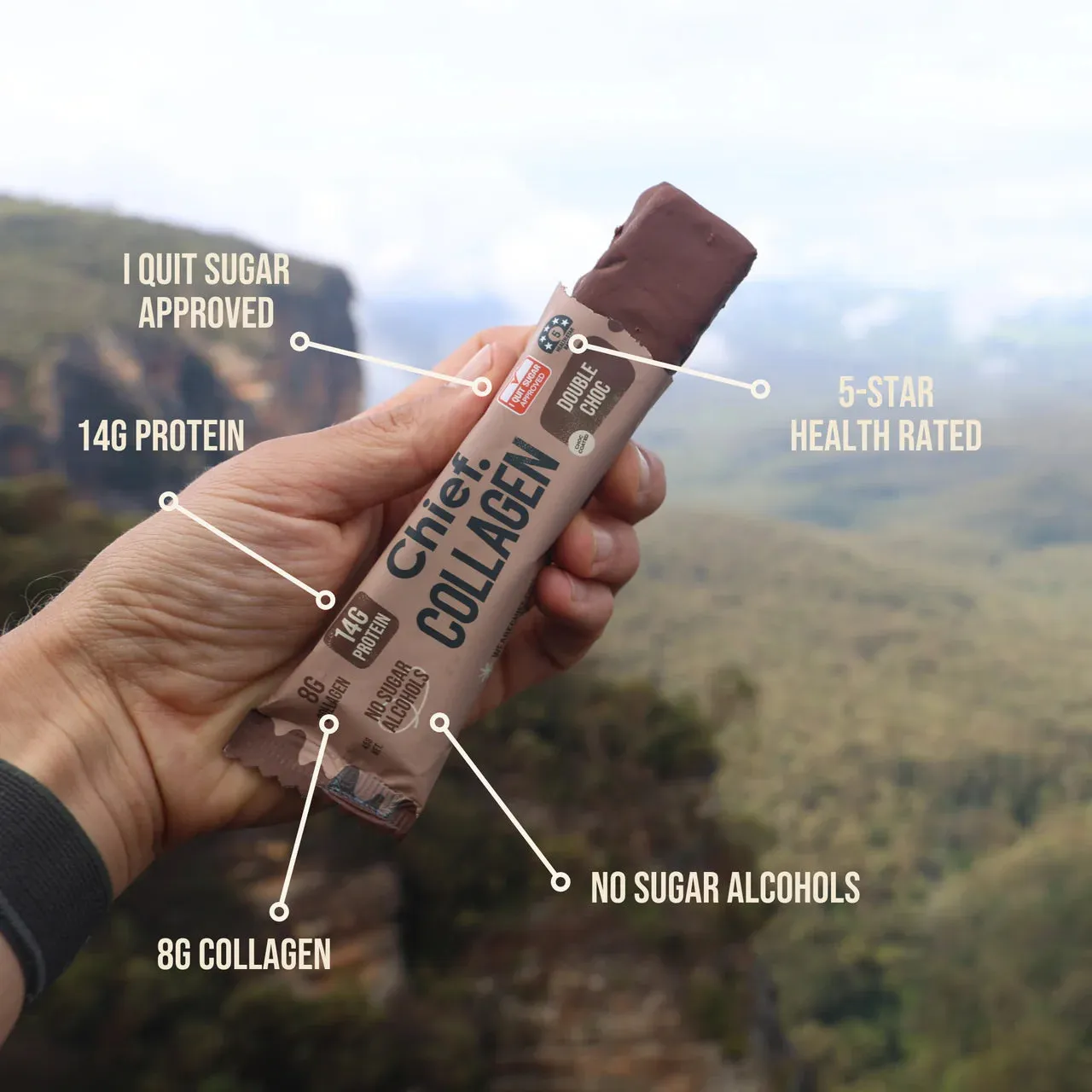 Chief Collagen Double Chocolate Protein Bar (Single Bar)