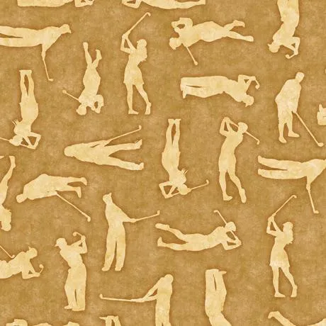 Chip Shot by Quilting Treasures GOLFER SILHOUETTES/TAN