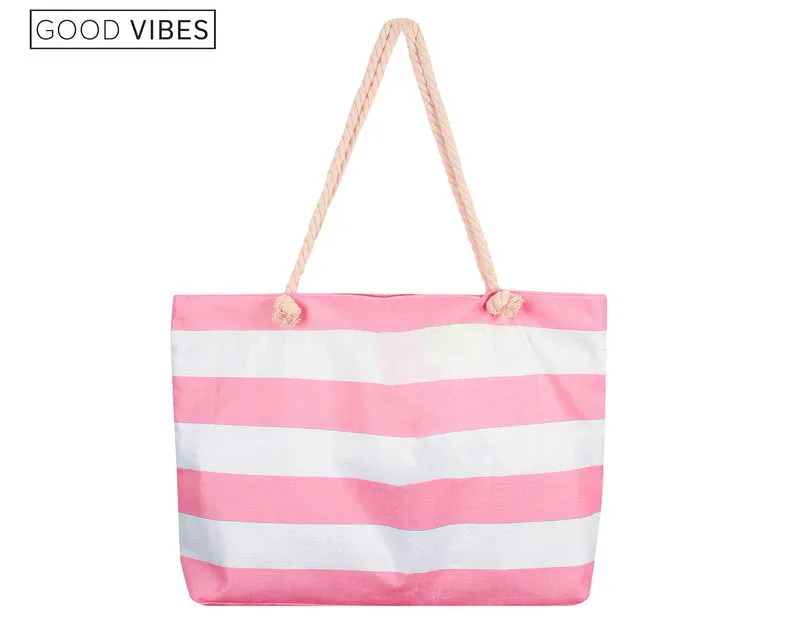 Cool Vibes - Retro Strope Jumbo Beach Bag