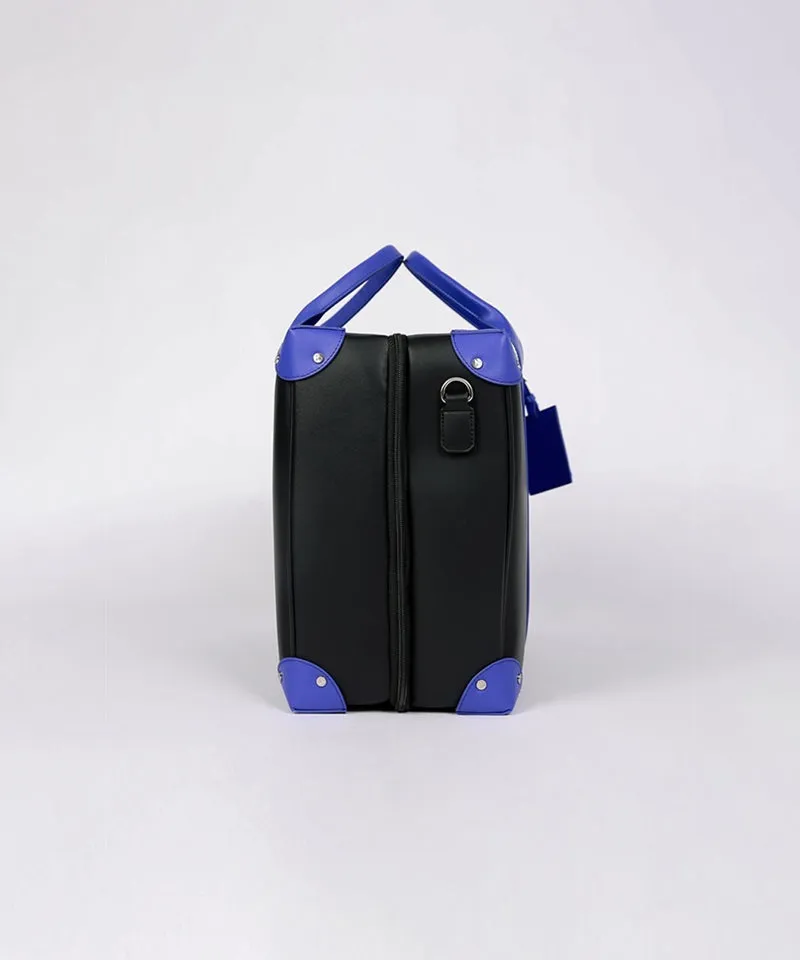 CREVE NINE:  Product Name Symbol Punching Boston Bag - Black Blue