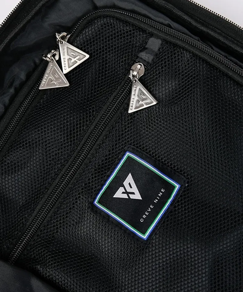 CREVE NINE:  Product Name Symbol Punching Boston Bag - Black Blue