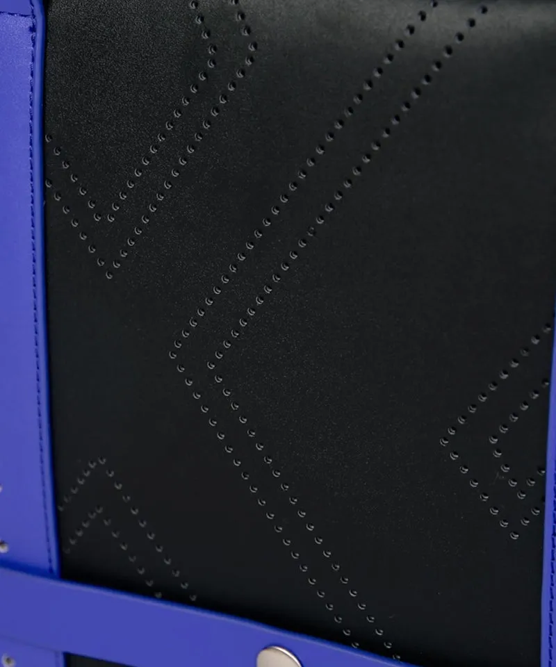 CREVE NINE:  Product Name Symbol Punching Boston Bag - Black Blue