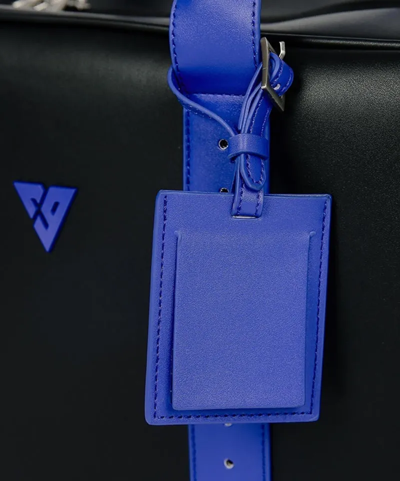 CREVE NINE:  Product Name Symbol Punching Boston Bag - Black Blue