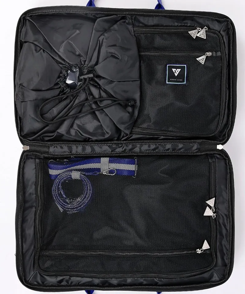CREVE NINE:  Product Name Symbol Punching Boston Bag - Black Blue