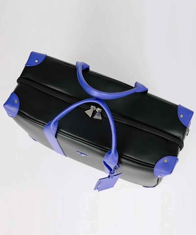 CREVE NINE:  Product Name Symbol Punching Boston Bag - Black Blue