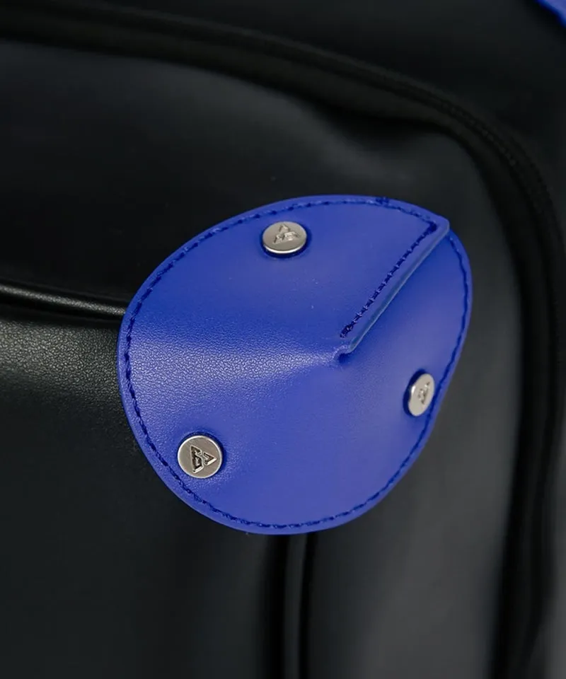 CREVE NINE:  Product Name Symbol Punching Boston Bag - Black Blue