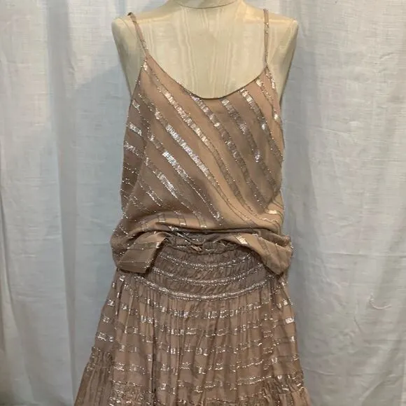CURRENT AIR Large spaghetti strap top with matching mini skirt