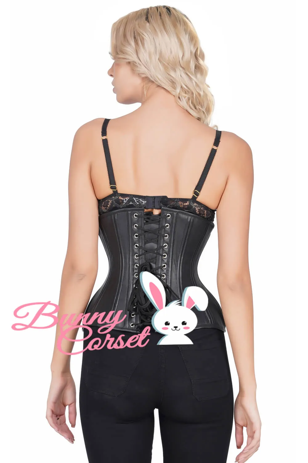Curvy Black Faux Leather Waist Trainer Corset