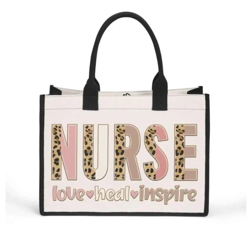 Custom Nurse Burlap Tote Bag