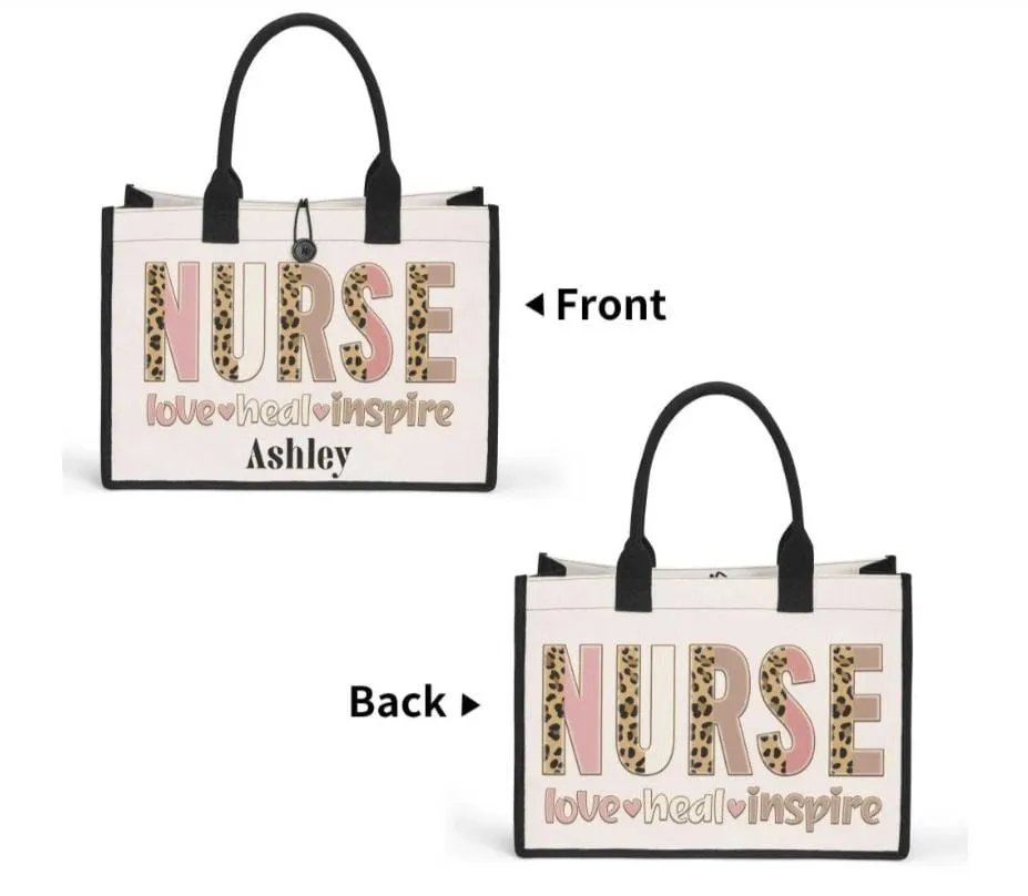 Custom Nurse Burlap Tote Bag