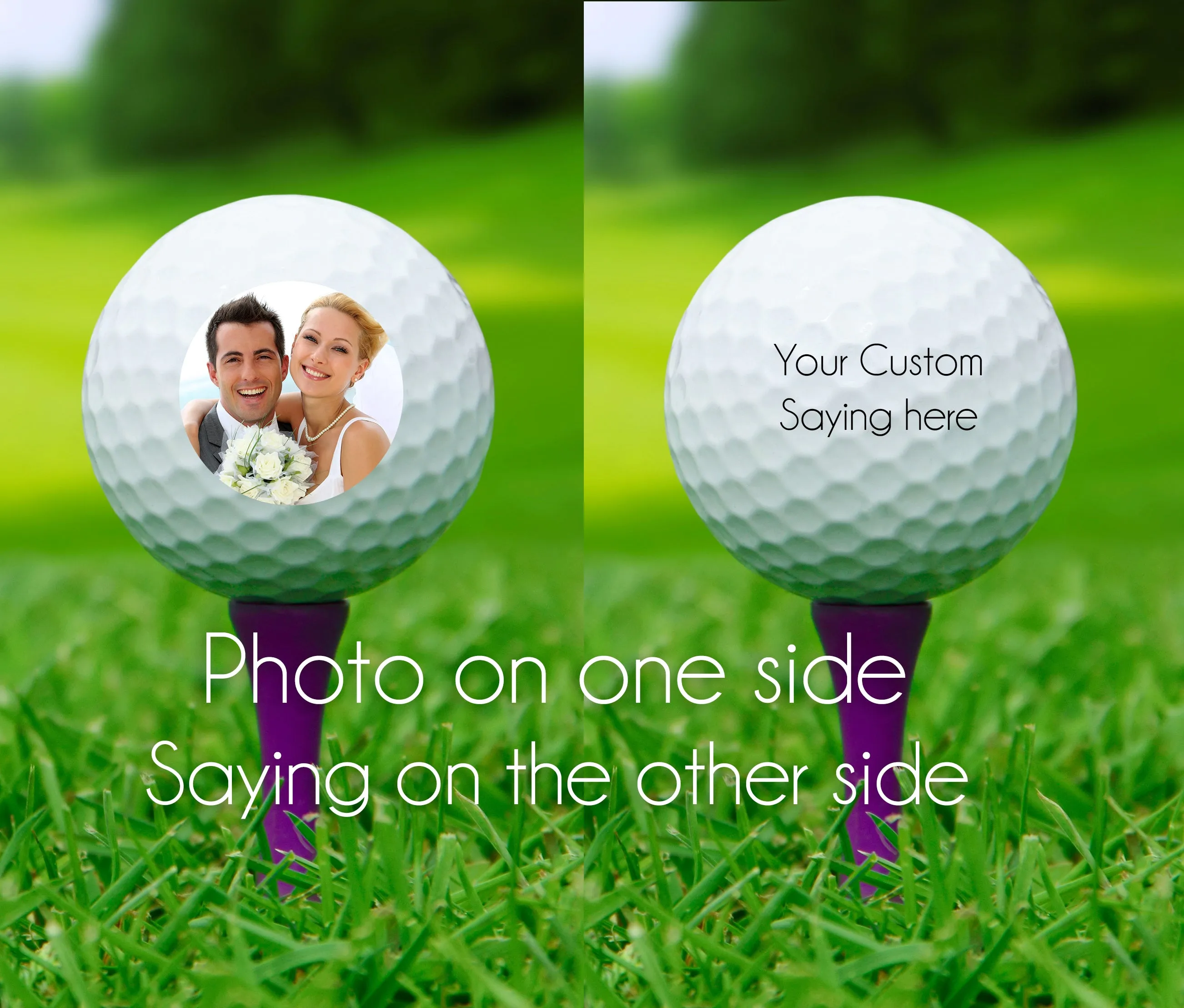 Custom Photo Golf balls - Double Sided - set of 3 with YOUR photo - Father's Day Gift