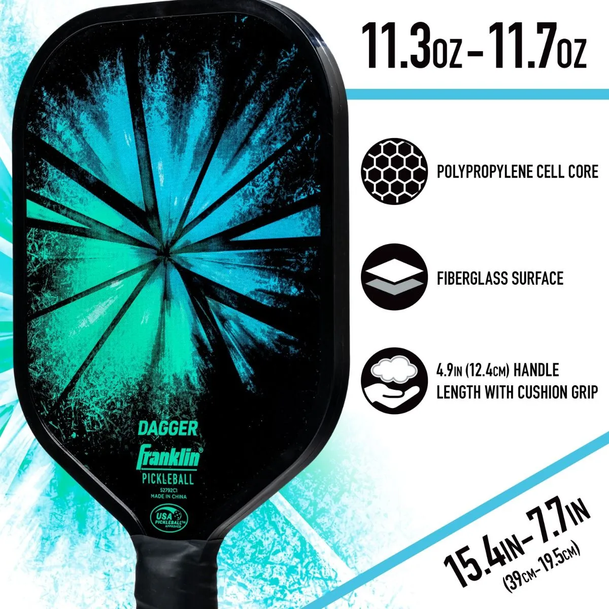 Dagger Fiberglass Pickleball Paddles and Balls - 2 Player Set