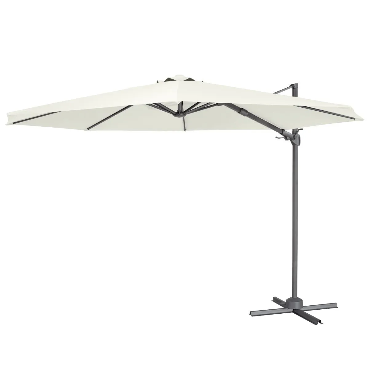 Dellonda Ø3m Garden/Patio Cantilever Parasol/Umbrella with Crank Handle, 360° Rotation, Tilt and Cover, Cream