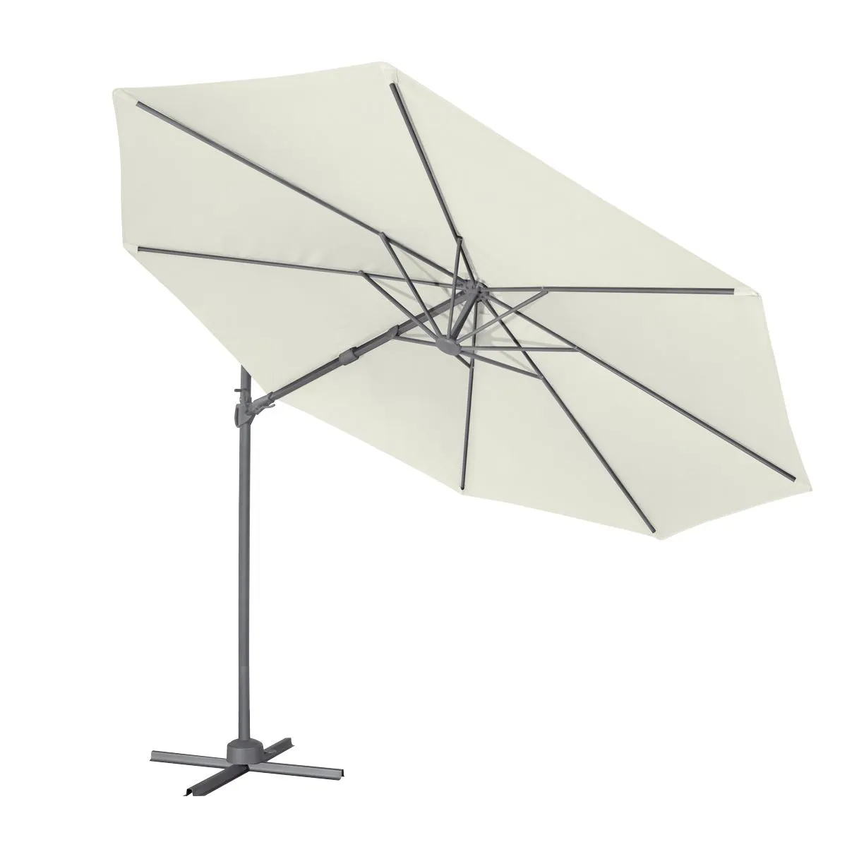 Dellonda Ø3m Garden/Patio Cantilever Parasol/Umbrella with Crank Handle, 360° Rotation, Tilt and Cover, Cream