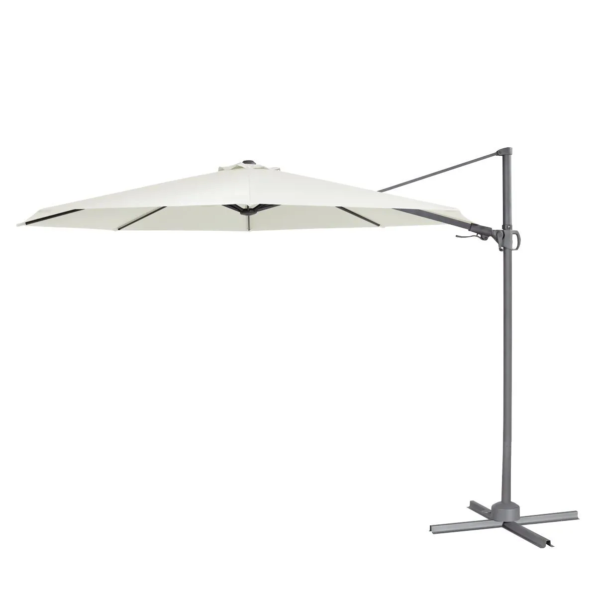 Dellonda Ø3m Garden/Patio Cantilever Parasol/Umbrella with Crank Handle, 360° Rotation, Tilt and Cover, Cream