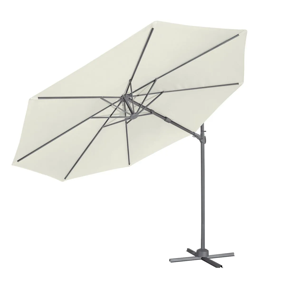 Dellonda Ø3m Garden/Patio Cantilever Parasol/Umbrella with Crank Handle, 360° Rotation, Tilt and Cover, Cream