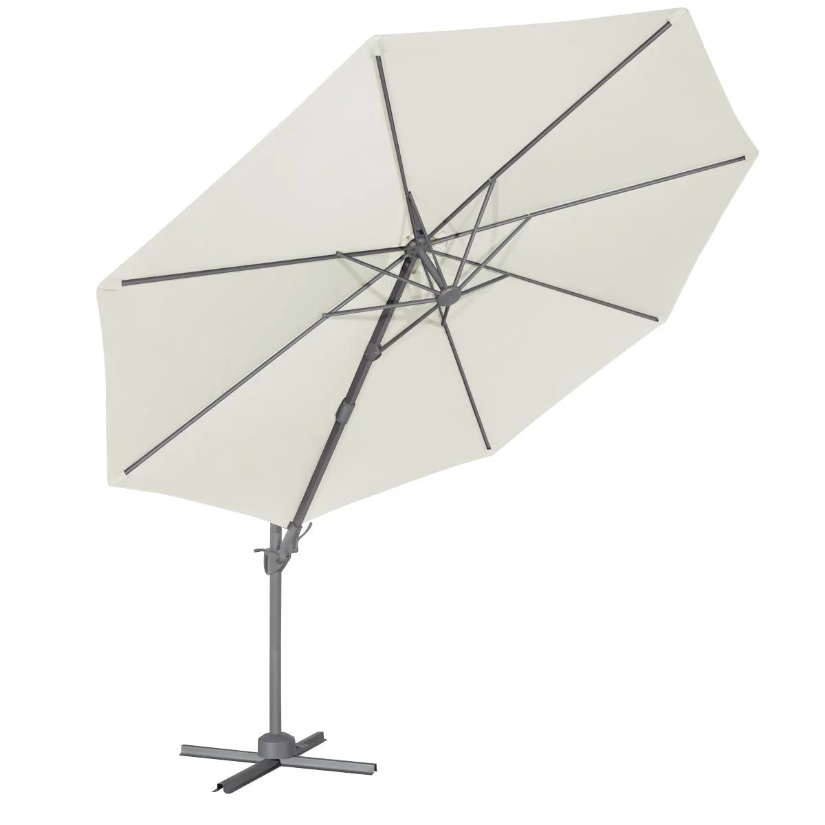 Dellonda Ø3m Garden/Patio Cantilever Parasol/Umbrella with Crank Handle, 360° Rotation, Tilt and Cover, Cream