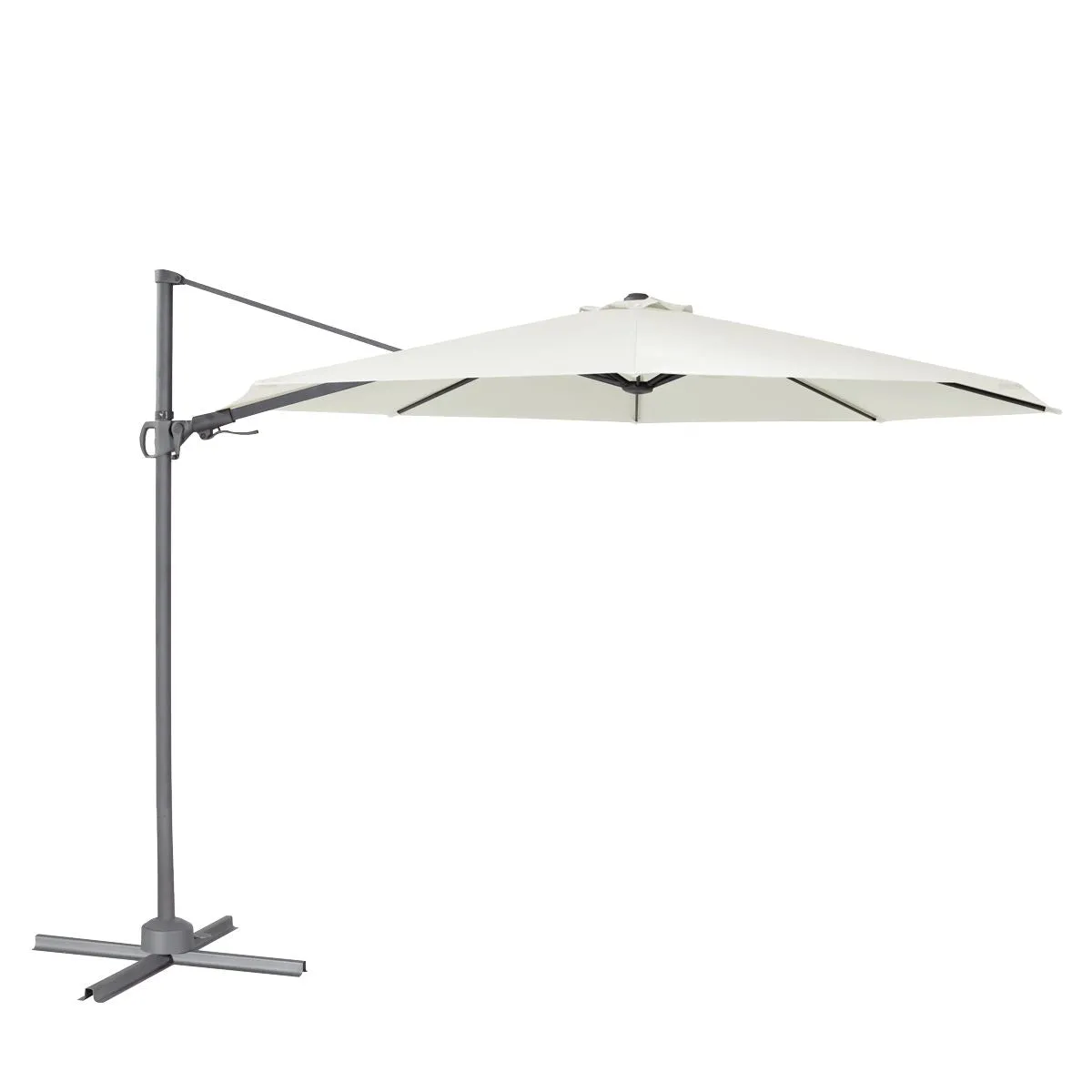 Dellonda Ø3m Garden/Patio Cantilever Parasol/Umbrella with Crank Handle, 360° Rotation, Tilt and Cover, Cream