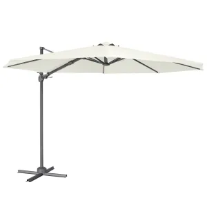 Dellonda Ø3m Garden/Patio Cantilever Parasol/Umbrella with Crank Handle, 360° Rotation, Tilt and Cover, Cream
