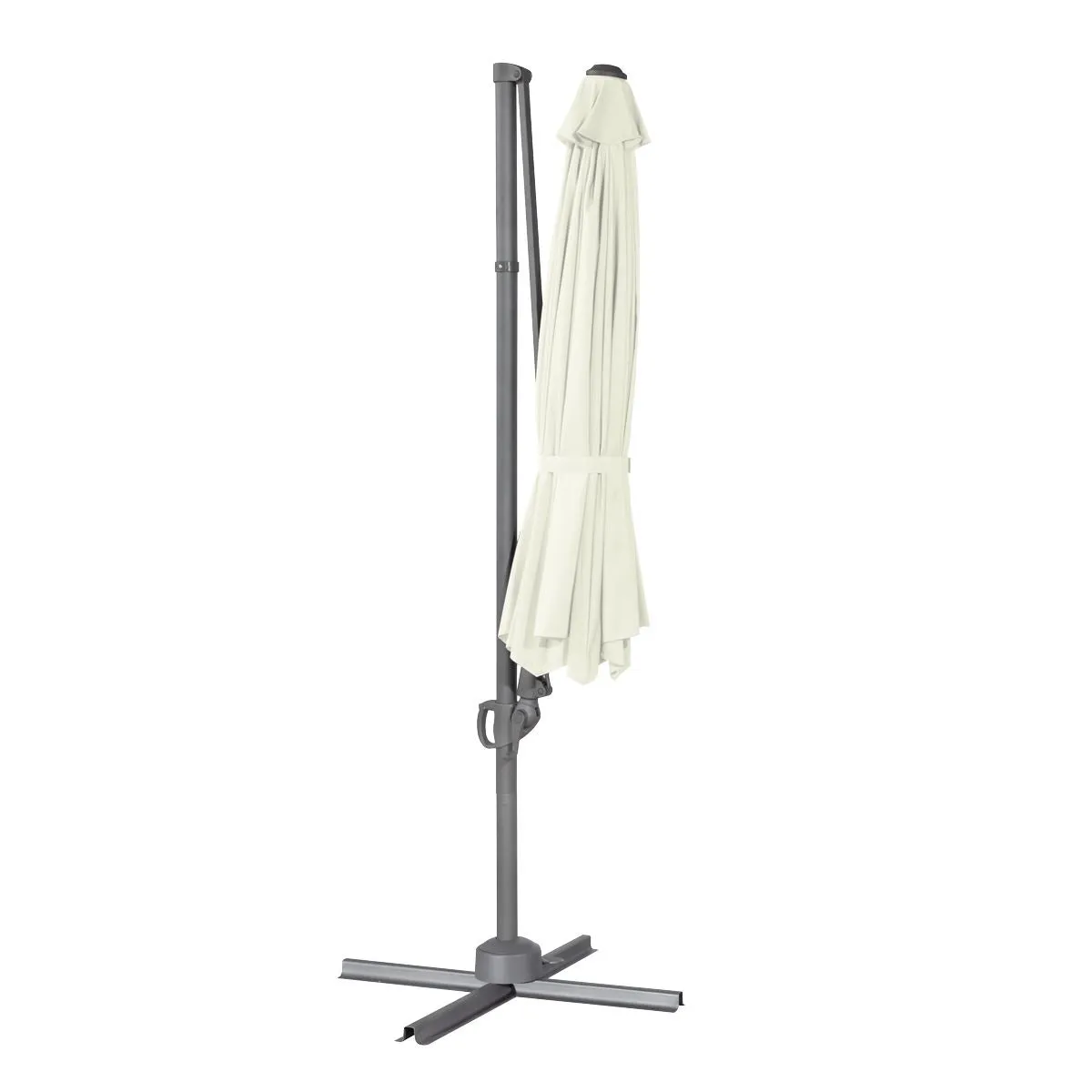 Dellonda Ø3m Garden/Patio Cantilever Parasol/Umbrella with Crank Handle, 360° Rotation, Tilt and Cover, Cream