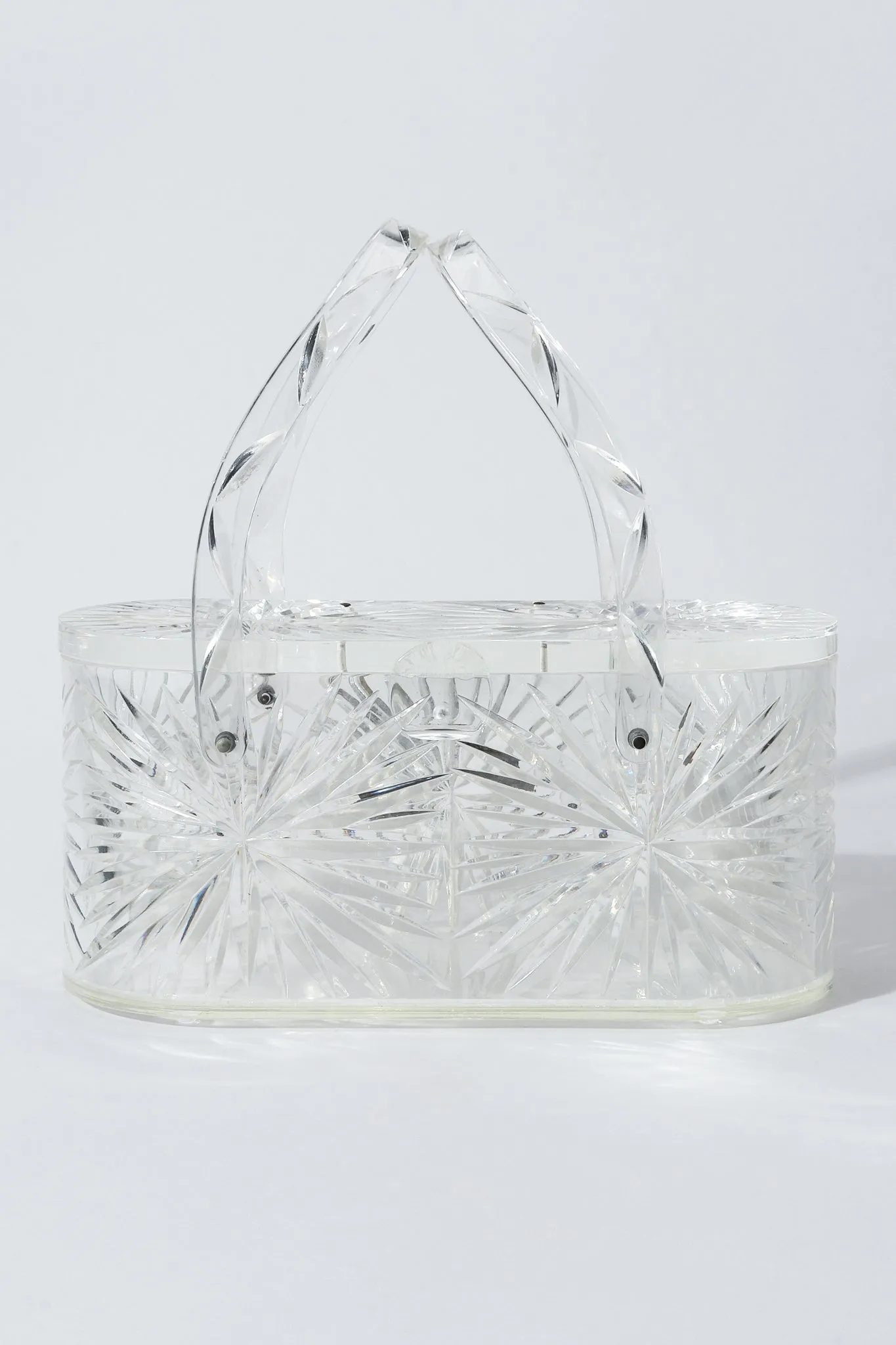 Diamond-Cut Lucite Box Bag