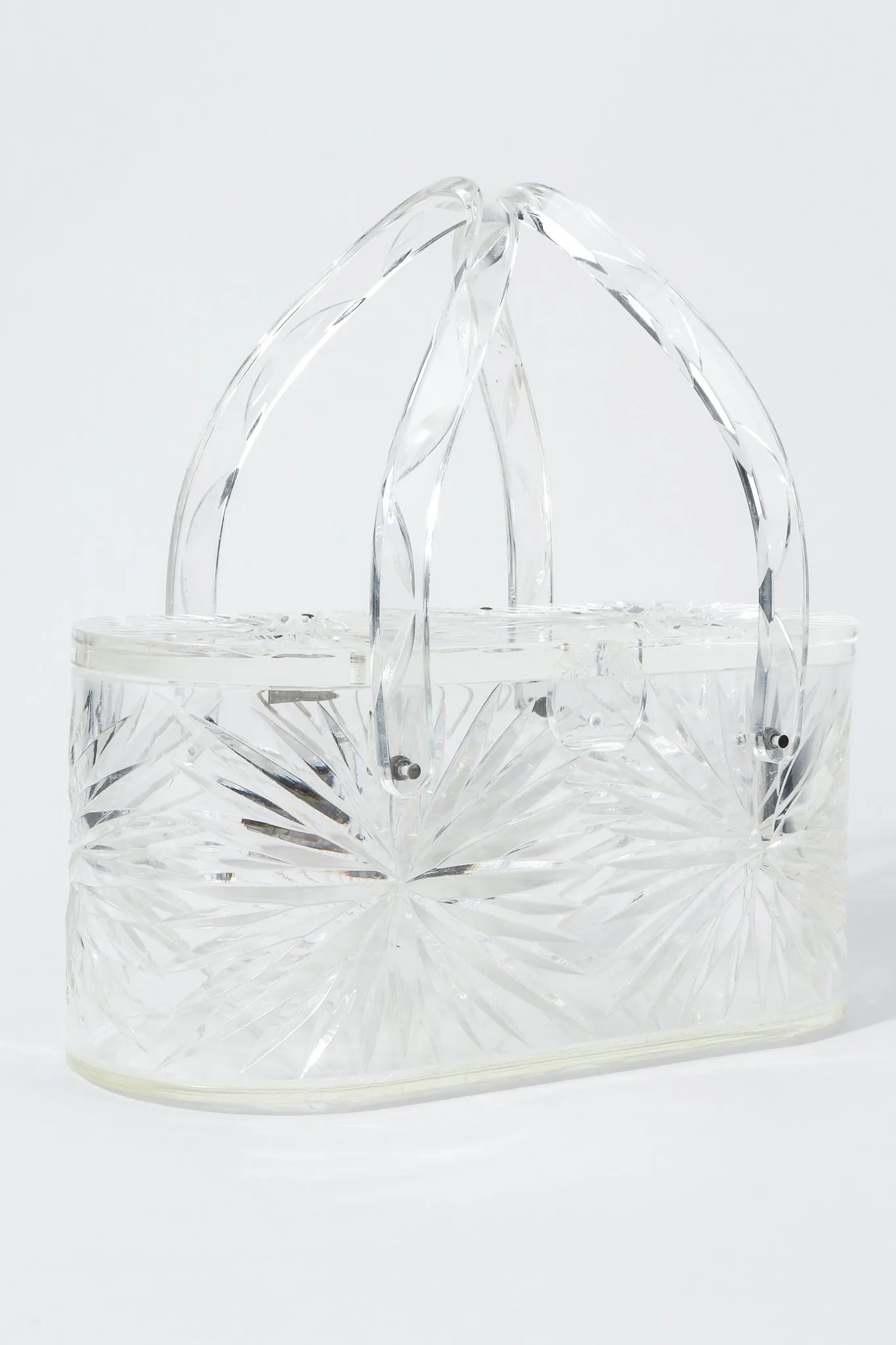 Diamond-Cut Lucite Box Bag